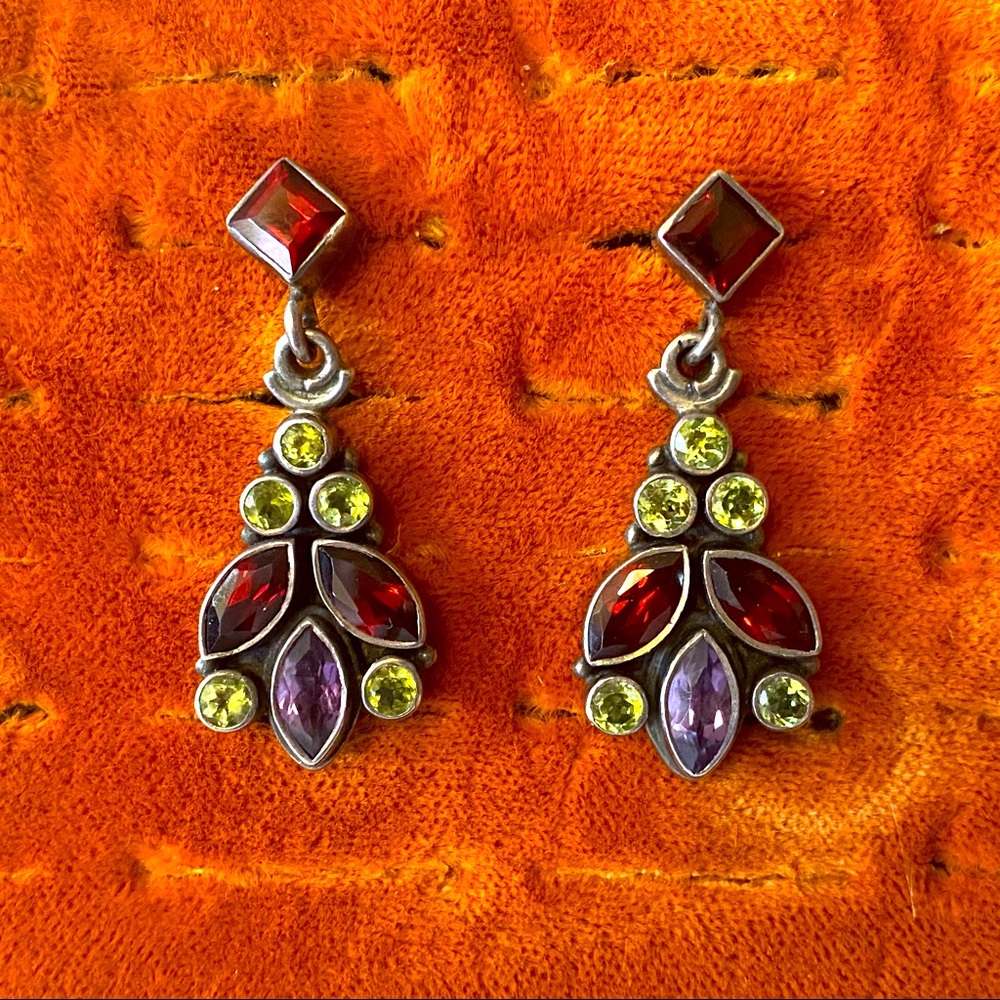 💔SOLD 💔 Antique Victorian Sterling Silver Gem Earrings